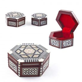 Hexagonal box Nacar White - Inlaid in Egypt - 2 Sizes