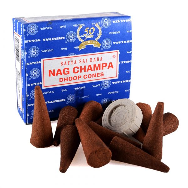 Nag Champa Incense Cones - SATYA - 12 units - Includes Base