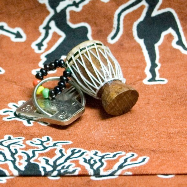 African Djembe Keychain - Miniature - Wood and Leather
