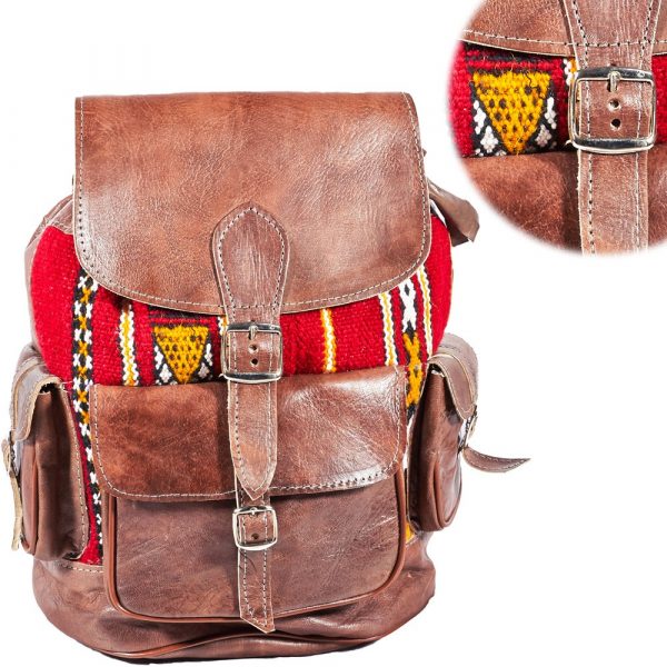 Backpack Leather upholstery - Several African-Ethnic Crafts Pock