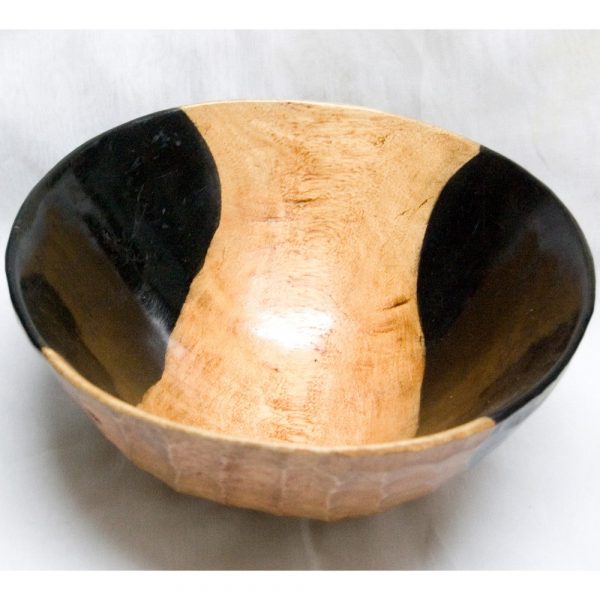 Wooden Fruit Basket - Artisan - Africa - Color Black and White