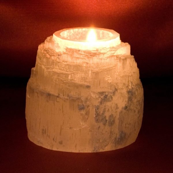Natural Candle Holder Selenite - Mineral Bruto - Feng Shui