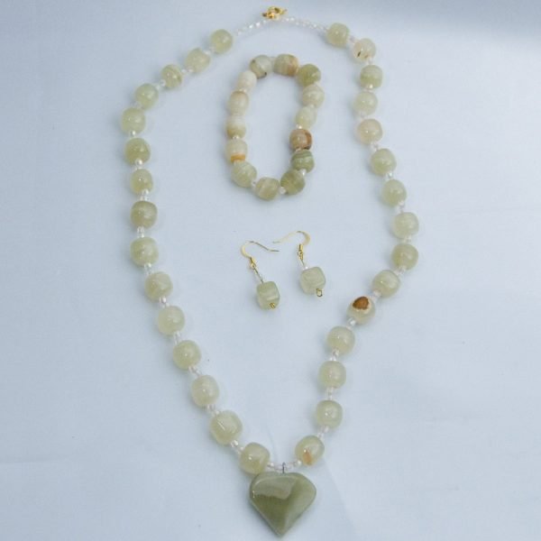 Set Green Onyx Necklace - Earrings - Bracelets - Artisan