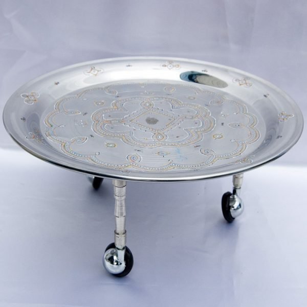 Mauritanian Tea Tray with Legs-Round-Hand Painted-36cm