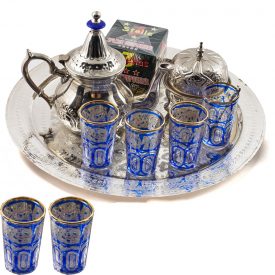 Full Tea Set-Teapot Arabic - Tray - Glasses - Sugar