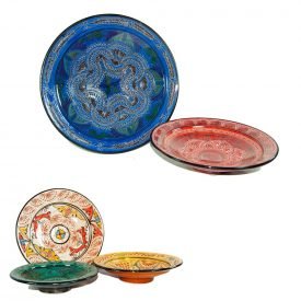 Glazed ceramic dish and Recorded - Hand Painted - 5 Sizes