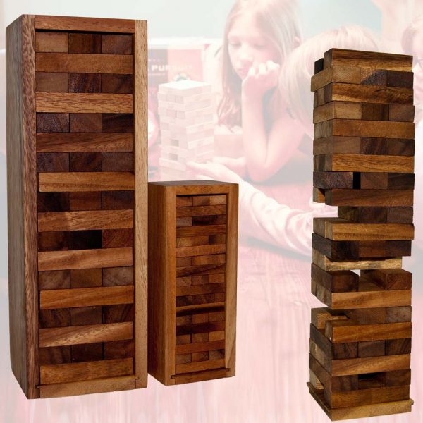 Wooden Puzzle Tower - Jenga - Transportation Wood Box - 2 Sizes