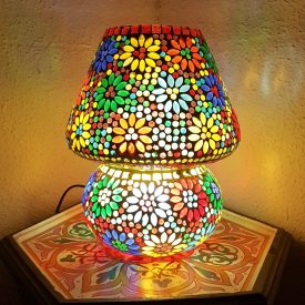 Table Lamp - Multicolor Mosaic - Mushroom Design