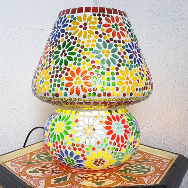 Table Lamp - Multicolor Mosaic - Mushroom Design