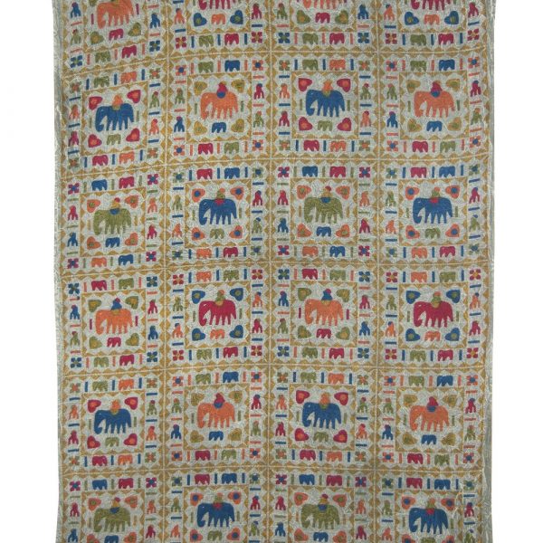 India cotton fabric - Painting elephants - artisan-140 x 210 cm