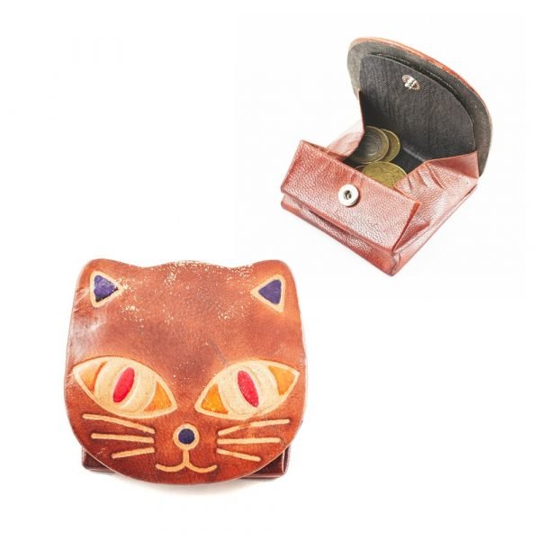 Leather purse Animals - Decorated Colors and Reliefs-9 x 8 cm