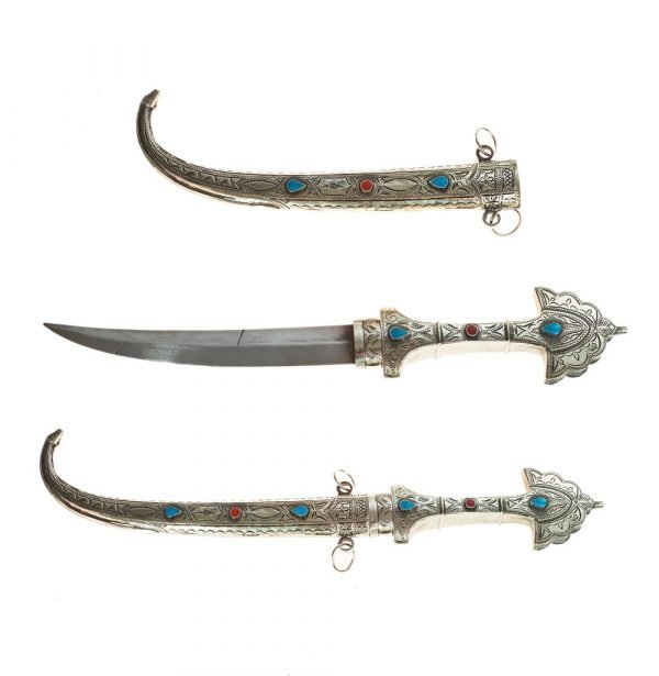 Dagger Arabic Artesanal done in Alpaca and Stone - 39 cm