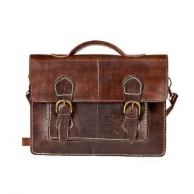 Handmade Leather Briefcase - 4 bays - double close buckle