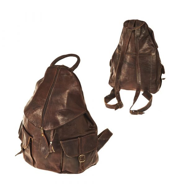 Handmade Leather backpack - 2 pockets - model shell
