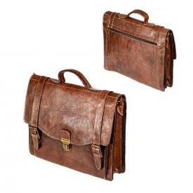 Handmade Leather Briefcase - 6 compartments - close security
