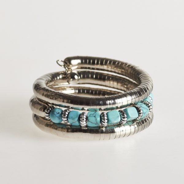 Spiral bracelet silver - pebbles, various colors