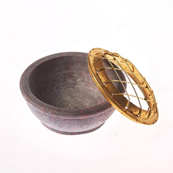 Censer stone soapy - grids bronze - 6 cm diameter