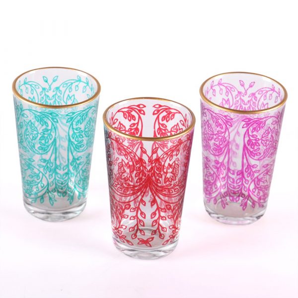 Game 6 glasses Arab - hand of Fatima - Multicolor - floral design - model 7
