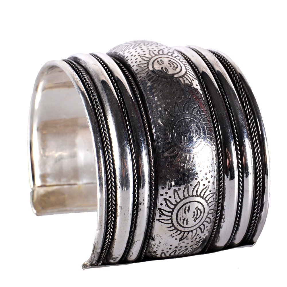 Buy Hebrew Inscription Wide Silver Bracelet with Hamsa | Israel-Catalog.com