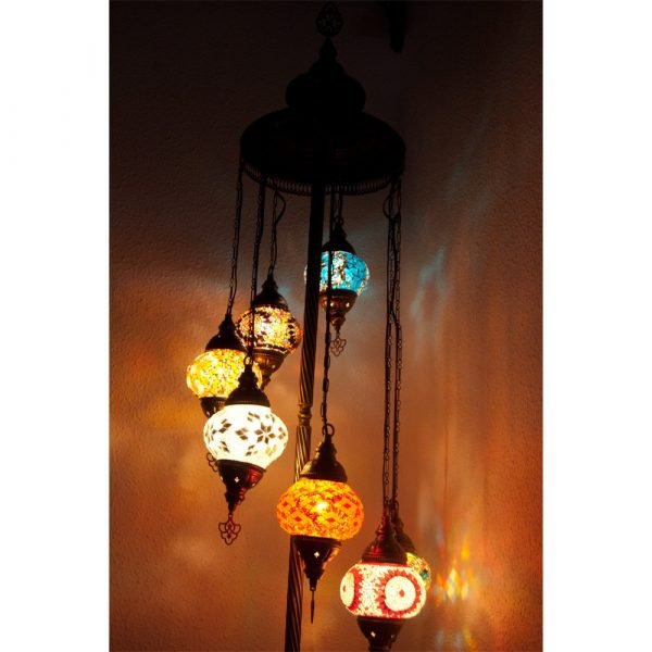 Turkish 7 Ball Lamp - Floor - Height 110 cm - Murano Glass - Mosaic