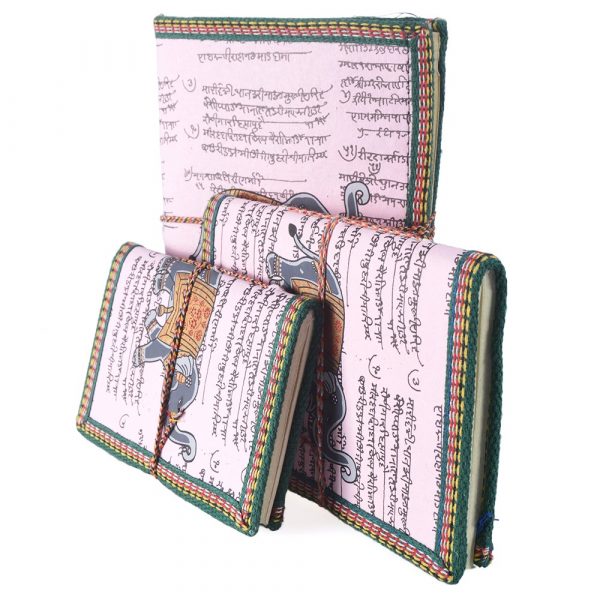 Game 3 books of the India - handmade paper - 100% - cotton