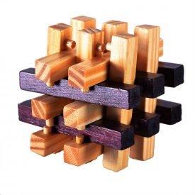 Game cube wood detachable - wit - puzzle - 7 x 7 cm