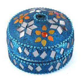 Box shiny round - inside velvet - assorted colors