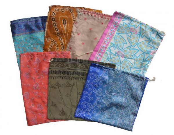 Bags recycled Sari - models and assorted colors - 32 cm