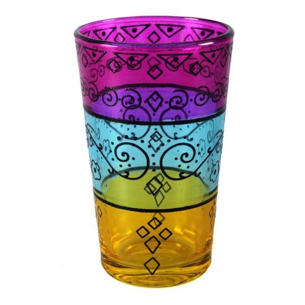 Game 6 tea cups prints - filigree Floral Henna - Tricolor