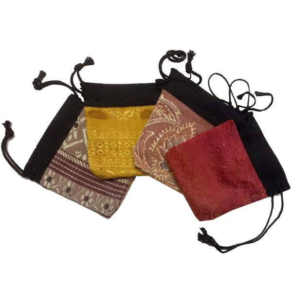 Mini gift bags - recycled Sari - models and assorted colors - 9 cm