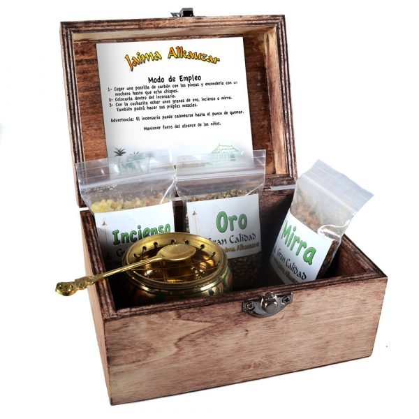 Pack treasures of East - incense myrrh and gold - includes censer tweezers and Carbon -