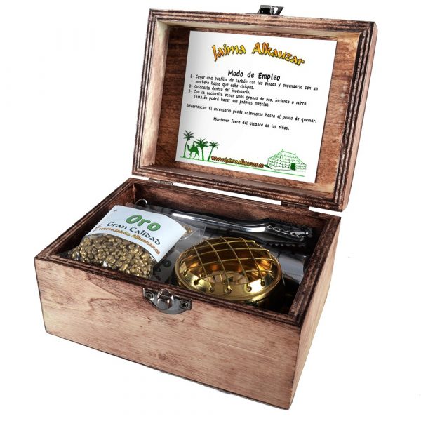 Pack treasures of East - incense myrrh and gold - includes censer tweezers and Carbon -