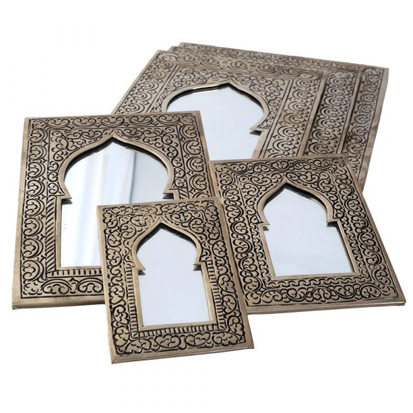 Engraved Brass Mirror - 8 Sizes - Arab Arch Design