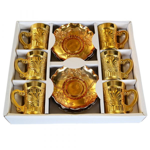 Game 6 cups and 6 saucers - special tea - bathed in gold or silver