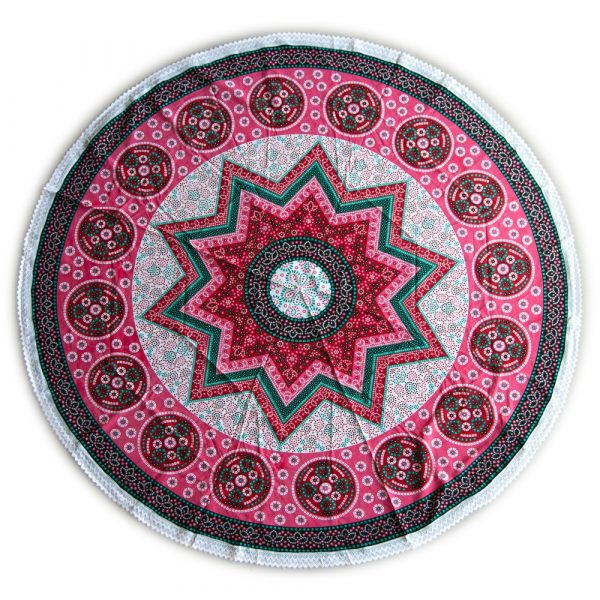 Round cotton fabric - India - towel - tablecloth - Floral Design - 2 m