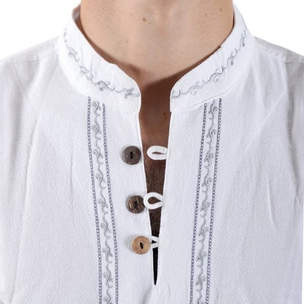 Cotton - neck white shirt embroidered - various sizes