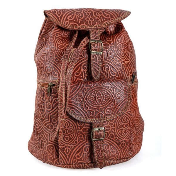 Backpack leather embossment - engraved Arabic - 2 colors - 6 compartments