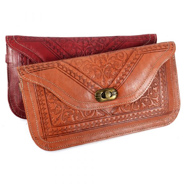 Portfolio skin with handle - embossed leather - various colors - 2 sizes
