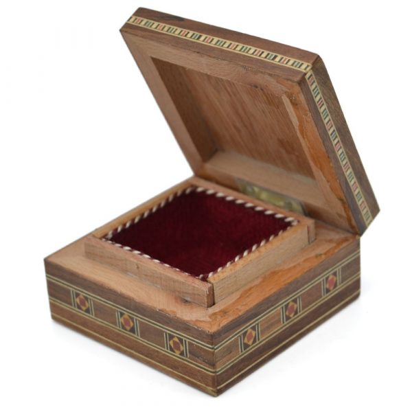 Square Box Taracea Syria - Wood and Nacre - 8 cm - Palmira Model
