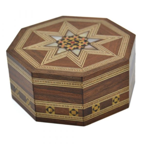 Octagonal Box Syrup Taracea - Mosaic Design - Model Al Raqa - 9 cm