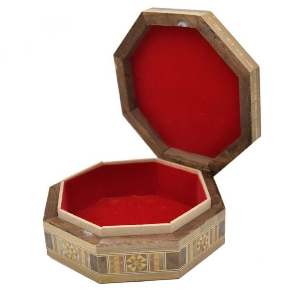 Octagonal Syrup Taracea Box - Decorated Geometric Cover- 15.5 cm