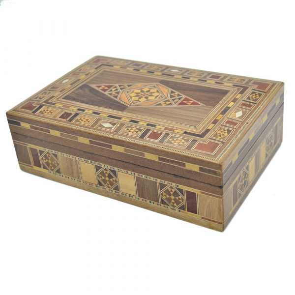 Rectangular Taracea Box Syria - Rhomb Design Cover - 22 cm