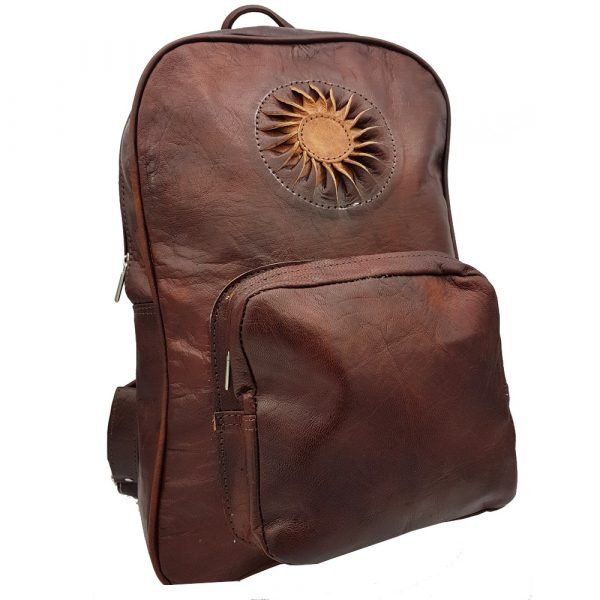 Leather Backpack - 3 Pockets - 100% Leather - Model SOL