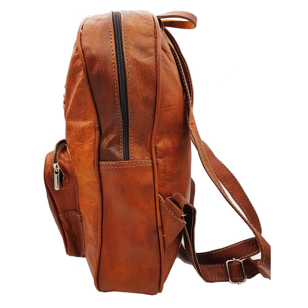 Leather Backpack - 3 Pockets - 100% Leather - Model SOL - Arab Home Decor