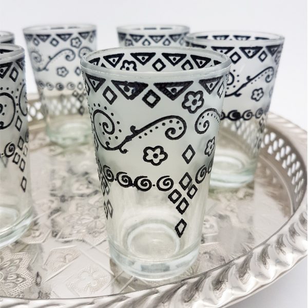 Set 6 Engraved Tea Cups - Floral Design Relief - Model ZAHARA