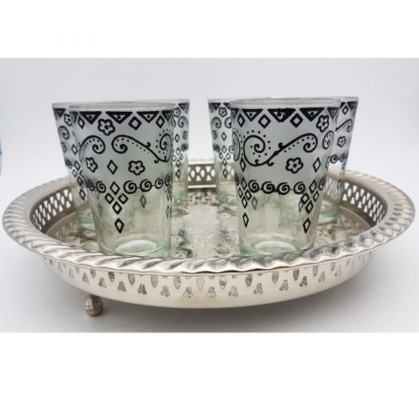 Set 6 Engraved Tea Cups - Floral Design Relief - Model ZAHARA