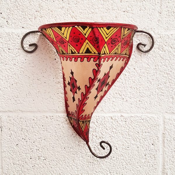 Natural Leather Wall Lamp - Painted with Henna - Model IBERIA
