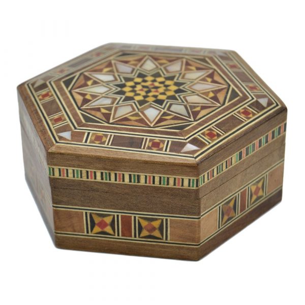 Arab Box Taracea Siria Hexagonal - Star Cap 12 Tips - 11 cm