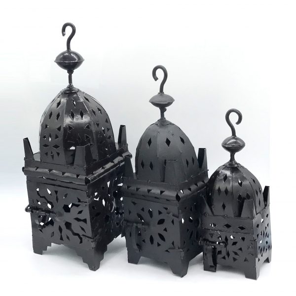 Set 3 Square Iron Lanterns for Candle - Ideal Gift