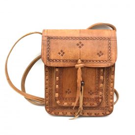 Agadez Leather Pocket Bag - 2 Pockets - Embossed Leather